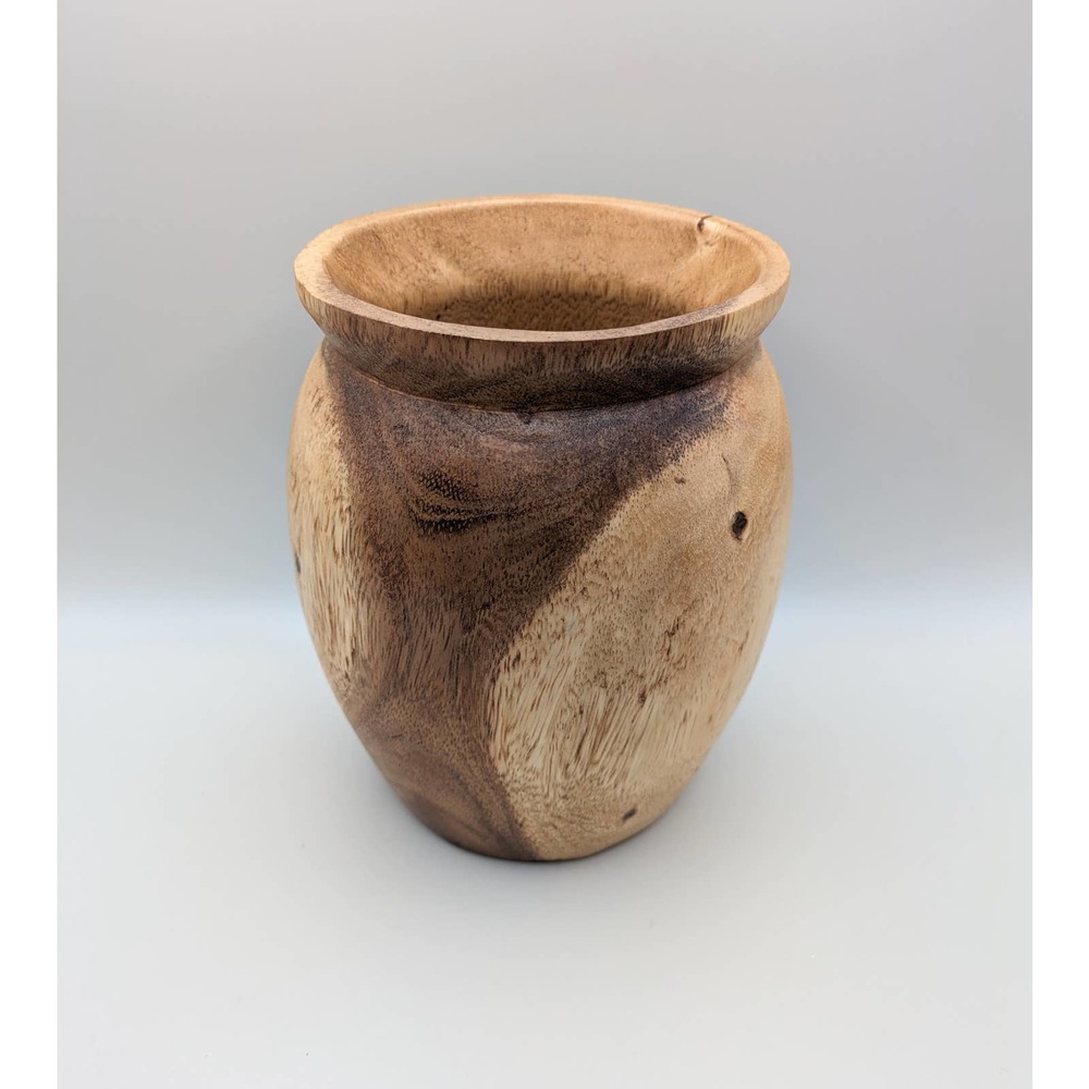 Large Two-Toned Lathe Turned Wooden Vase